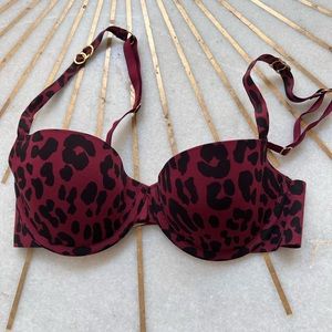 Stella McCartney Burgundy Leopard Print Underwire Bra
